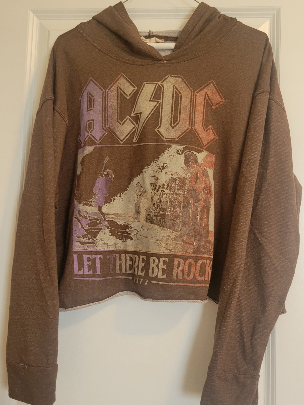 Alter'd State AC/DC Brown Hoodie with Multicolor Vintage Graphic